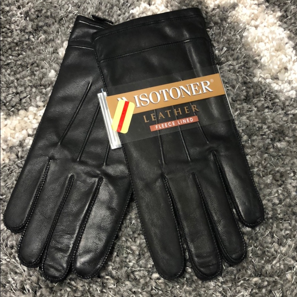 Black leather gloves